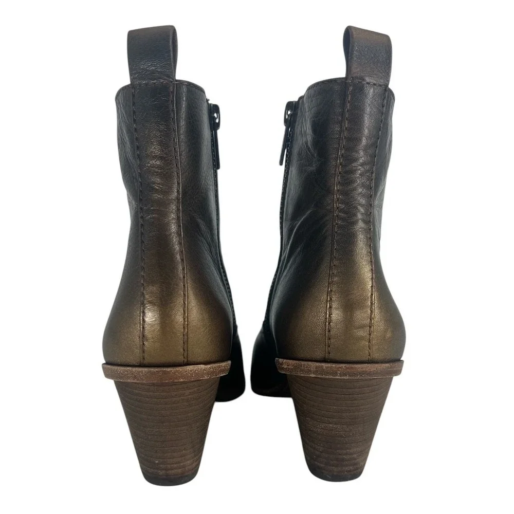Frye‎ Amado Wedge Ankle Bootie Bronze Brown Leather 7.5